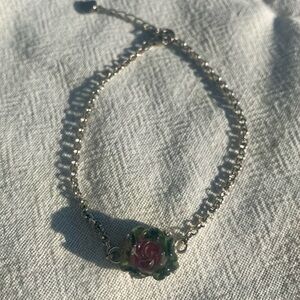 Sterling silver watermelon tourmaline bracelet